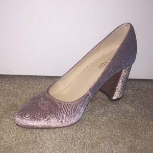 Nine West Lavender Velvet Pumps with Chunky Heel